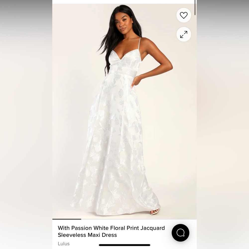Lulu’s With Passion White Floral Print Jacquard Sleeveless Maxi Dress